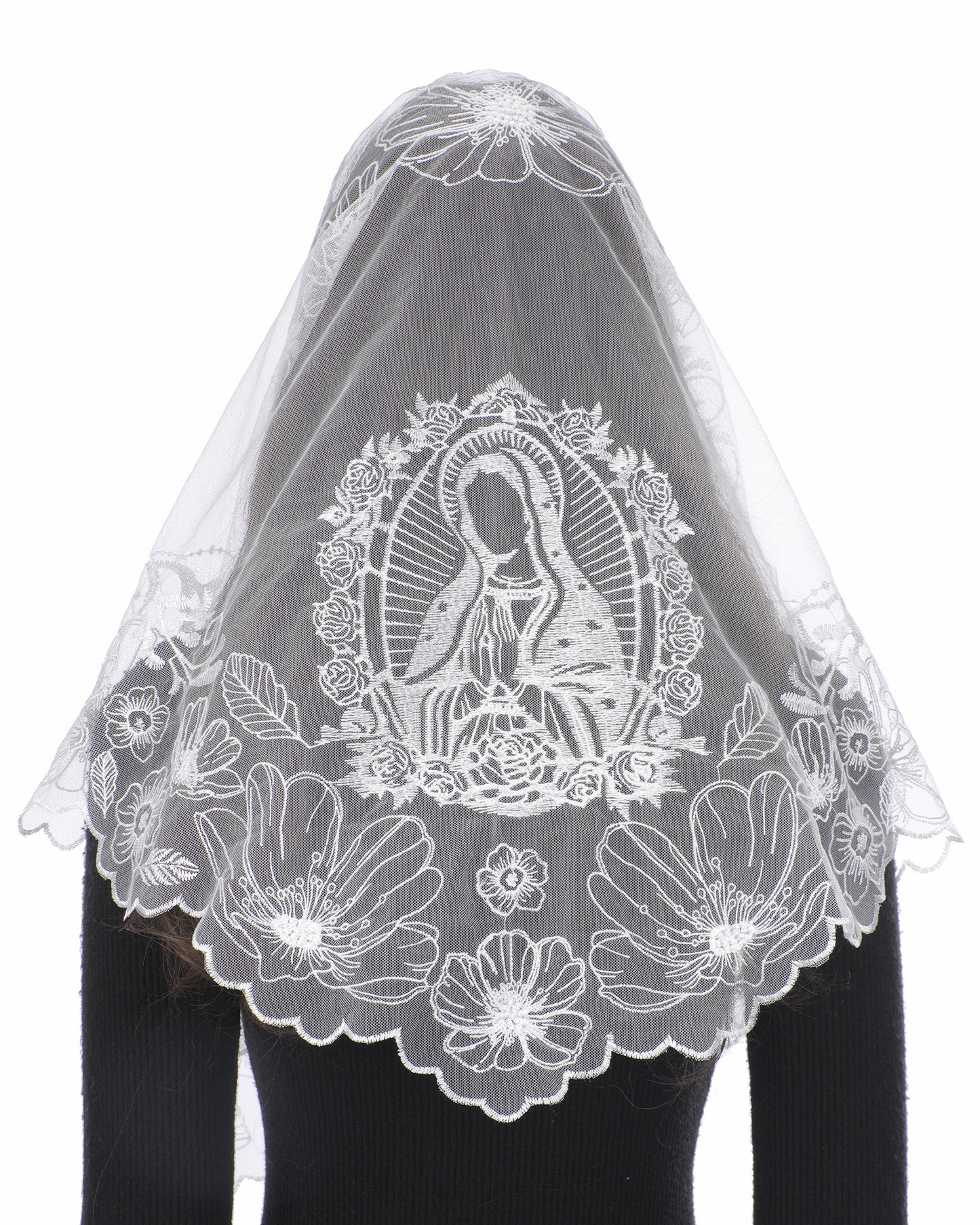 Bozidol Veils for Church Catholic, Triangle Virgin Mary Lace Mantilla Chapel Veil, Latin Mass Prayer Head Coverings for Women