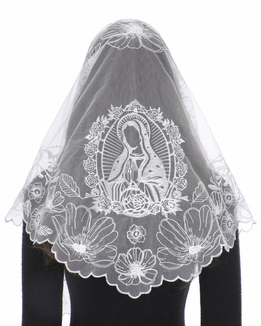 Bozidol Veils for Church Catholic, Triangle Virgin Mary Lace Mantilla Chapel Veil, Latin Mass Prayer Head Coverings for Women