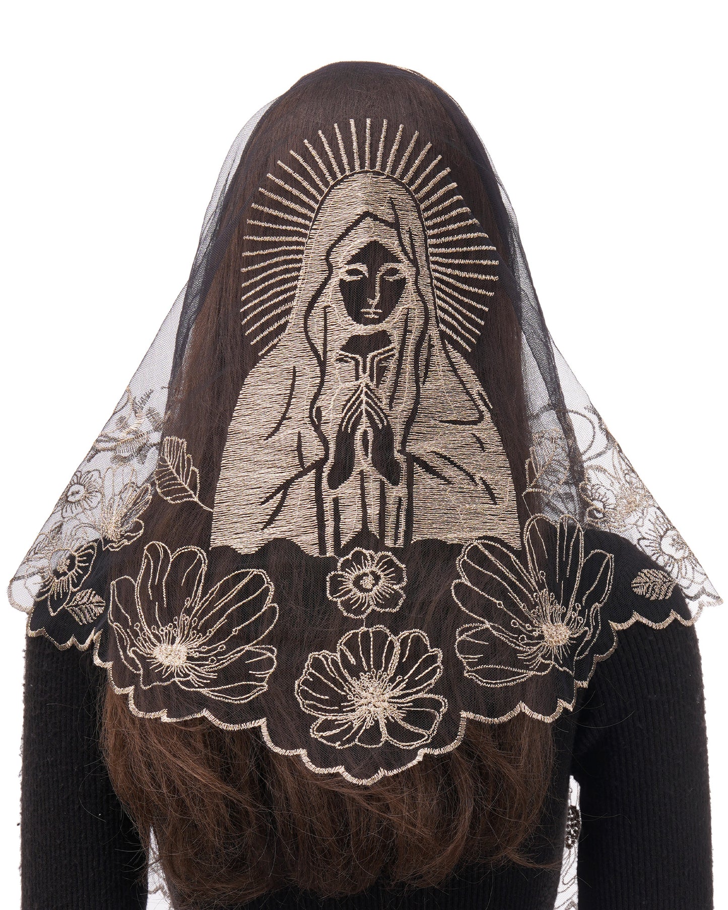 Bozidol Black Church Veils for Women Catholic, Triangle Virgin Mary Mantilla Chapel Veils, Latin Mass Funeral Head Coverings