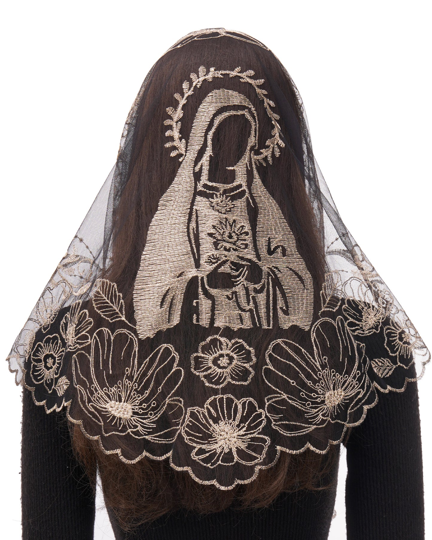 Bozidol Black Church Veils for Women Catholic, Triangle Virgin Mary Mantilla Chapel Veils, Latin Mass Funeral Head Coverings