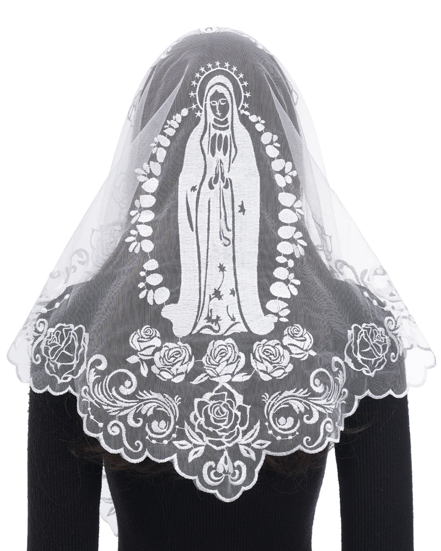Bozidol Church Catholic Veils for Women, Triangle Virgin Mary Lace Mantilla Chapel Veil, Latin Mass Head Coverings with Clips
