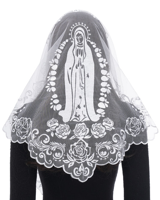Bozidol Church Catholic Veils for Women, Triangle Virgin Mary Lace Mantilla Chapel Veil, Latin Mass Head Coverings with Clips