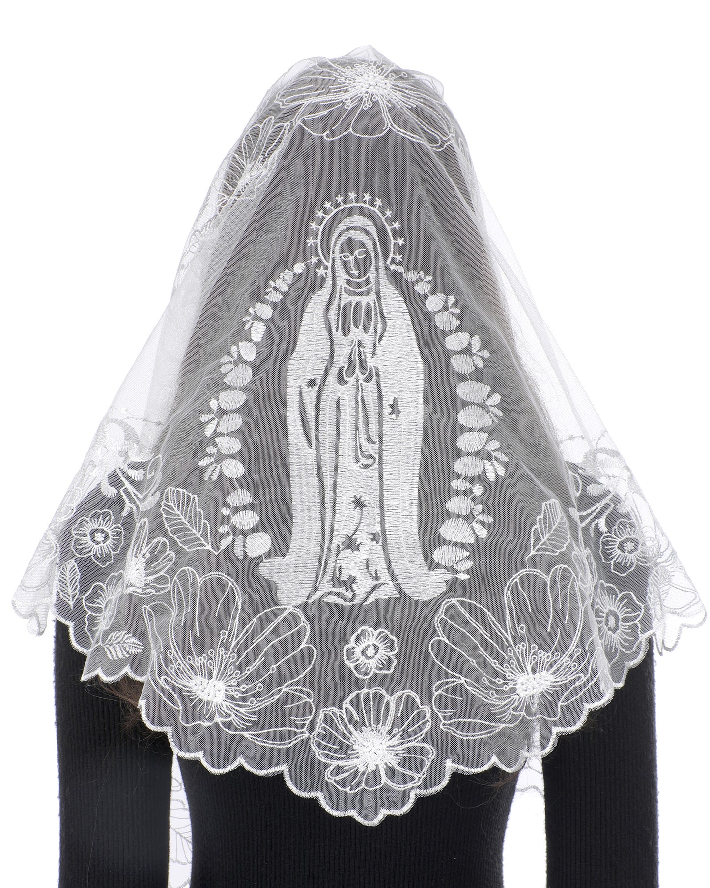 Bozidol Veils for Church Catholic, Triangle Virgin Mary Lace Mantilla Chapel Veil, Latin Mass Prayer Head Coverings for Women