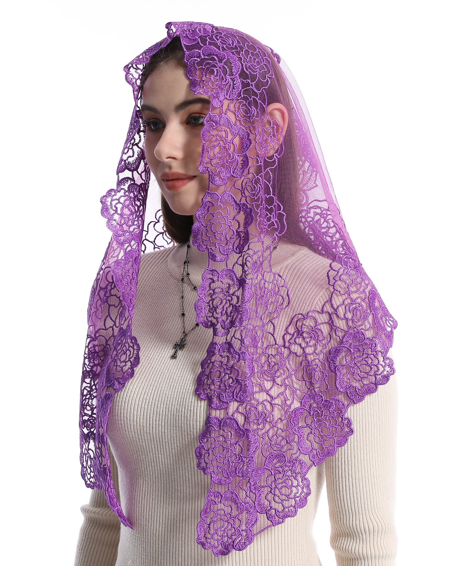 Spanish Style Church Lace Veils- Traditional Vintage Mantilla Veil Latin Mass Head Covering for Women