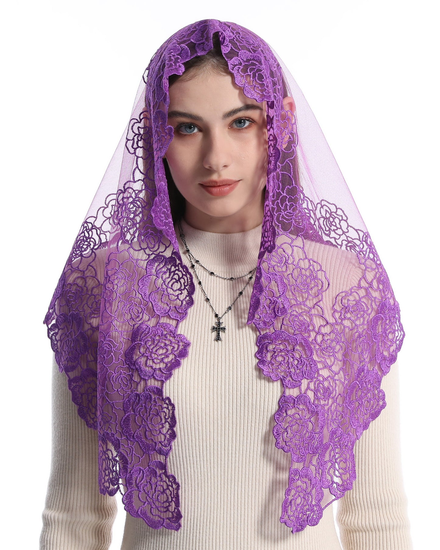 Spanish Style Church Lace Veils- Traditional Vintage Mantilla Veil Latin Mass Head Covering for Women