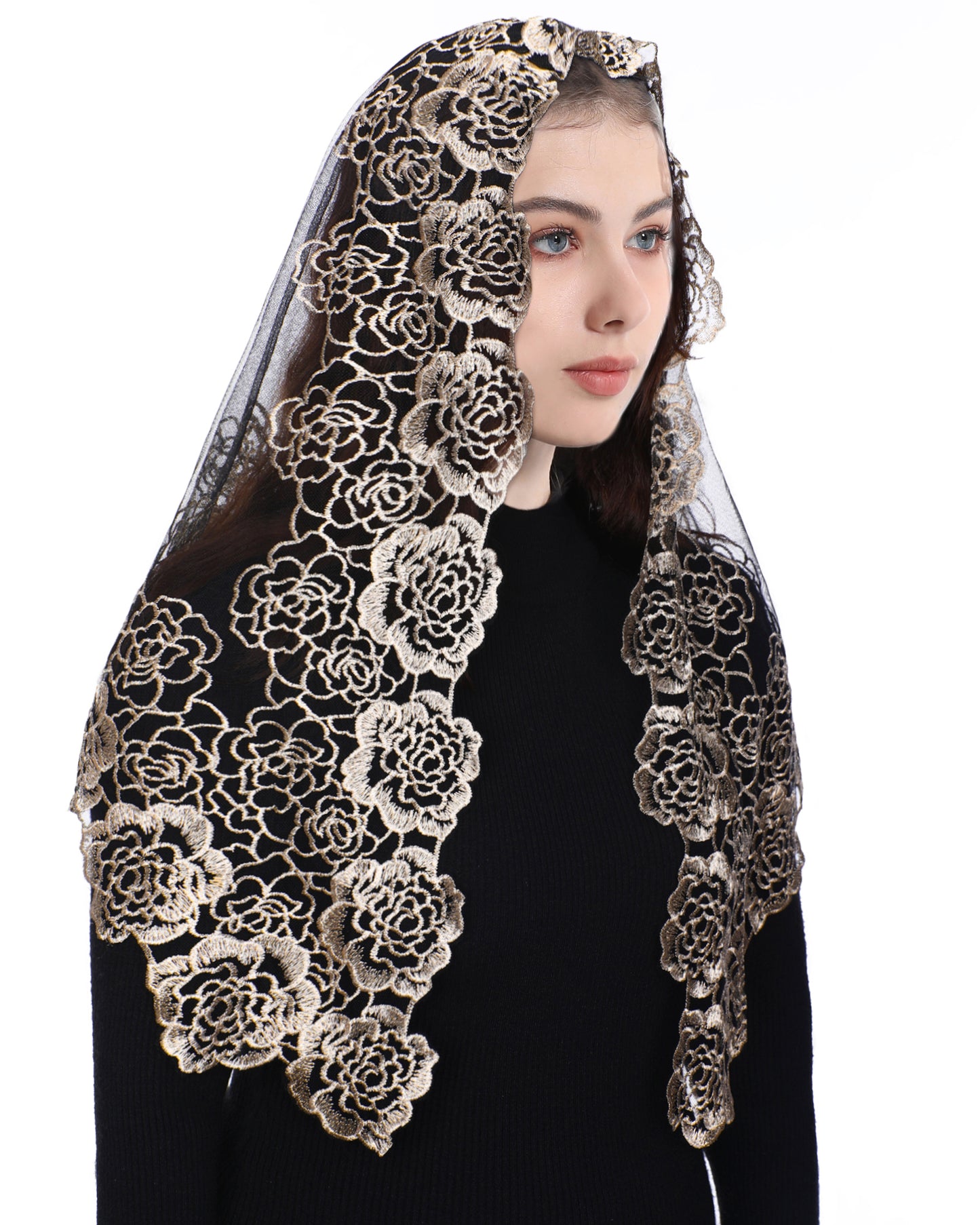 Spanish Style Church Lace Veils- Traditional Vintage Mantilla Veil Latin Mass Head Covering for Women