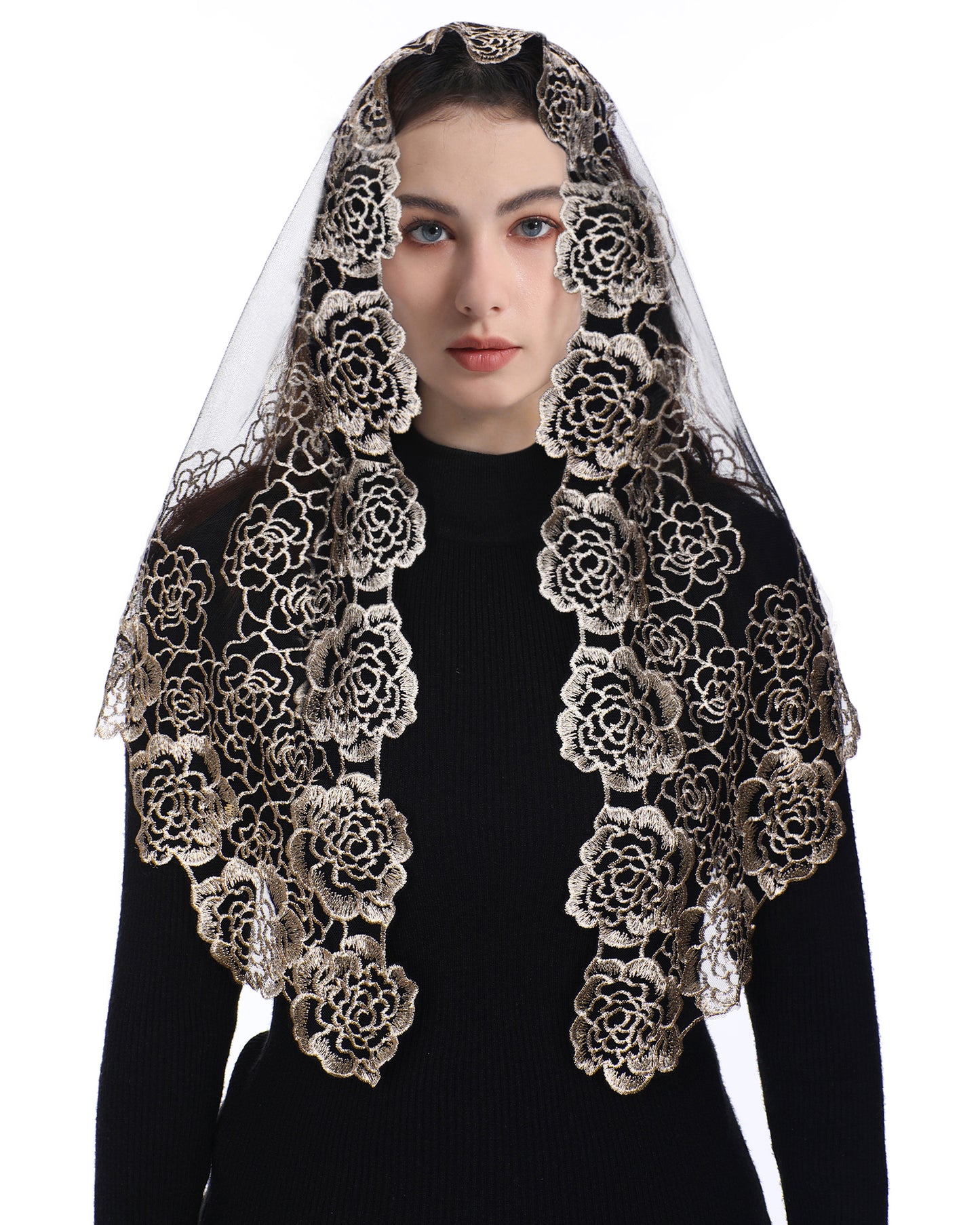 Spanish Style Church Lace Veils- Traditional Vintage Mantilla Veil Latin Mass Head Covering for Women