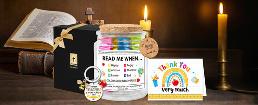 Bozidol Read Me When Bible Verses Jar, Inspirational Bible Verses in a Jar, Christian Gifts for Women Men, Thanksgiving, Teacher Appreciation Gifts, Come with Keychain, Ribbon and Greeting Card