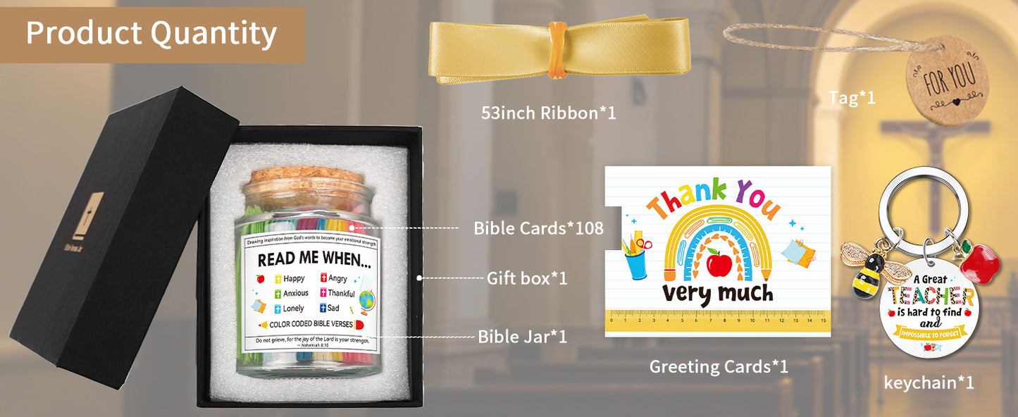 Bozidol Read Me When Bible Verses Jar, Inspirational Bible Verses in a Jar, Christian Gifts for Women Men, Thanksgiving, Teacher Appreciation Gifts, Come with Keychain, Ribbon and Greeting Card