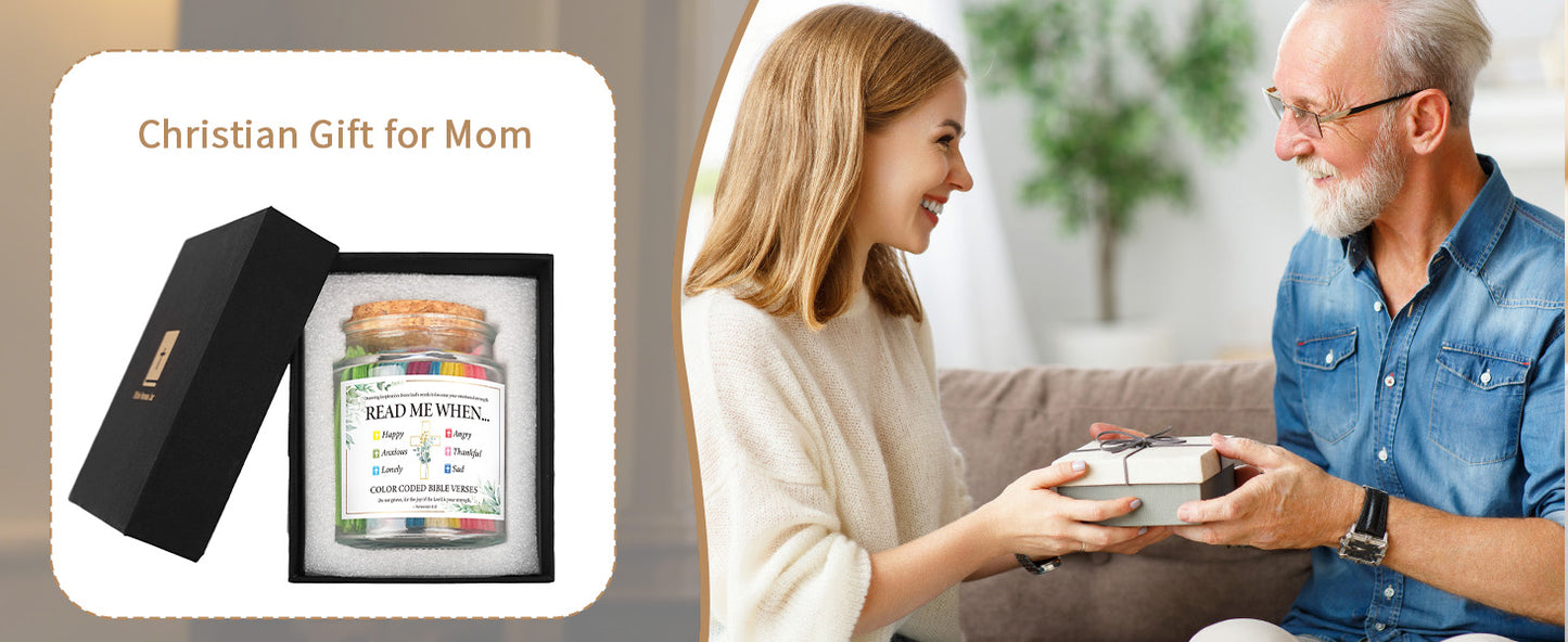 Bozidol Read Me When Bible Verses Jar, Color Coded Bible Verses in a Jar, Fathers Day Christian Gifts for Men Dad, Comes with Cross Beads Bracelet, Keychain, Ribbon and Greeting Card