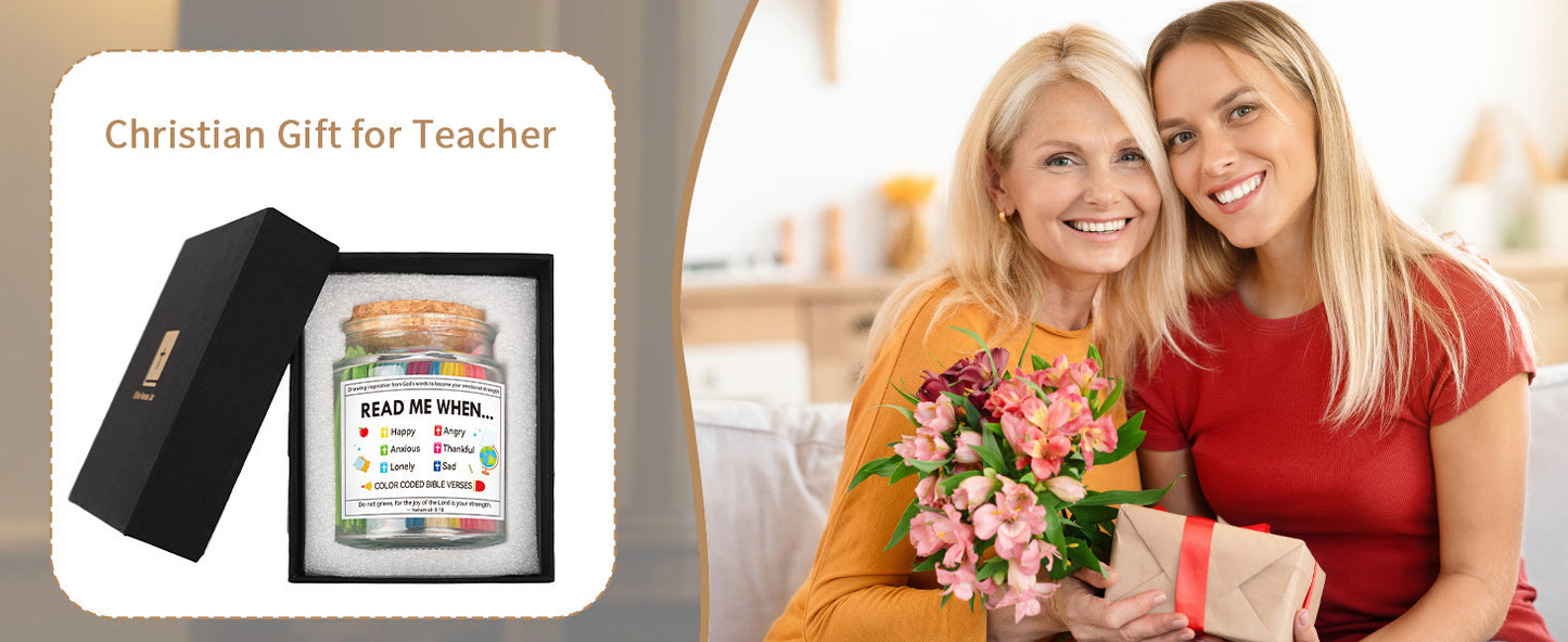 Bozidol Read Me When Bible Verses Jar, Inspirational Bible Verses in a Jar, Christian Gifts for Women Men, Thanksgiving, Teacher Appreciation Gifts, Come with Keychain, Ribbon and Greeting Card