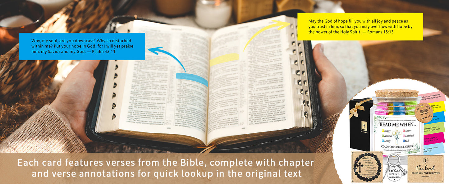 Bozidol Read Me When Bible Verses Jar, Color Coded Bible Verses in a Jar, Fathers Day Christian Gifts for Men Dad, Comes with Cross Beads Bracelet, Keychain, Ribbon and Greeting Card