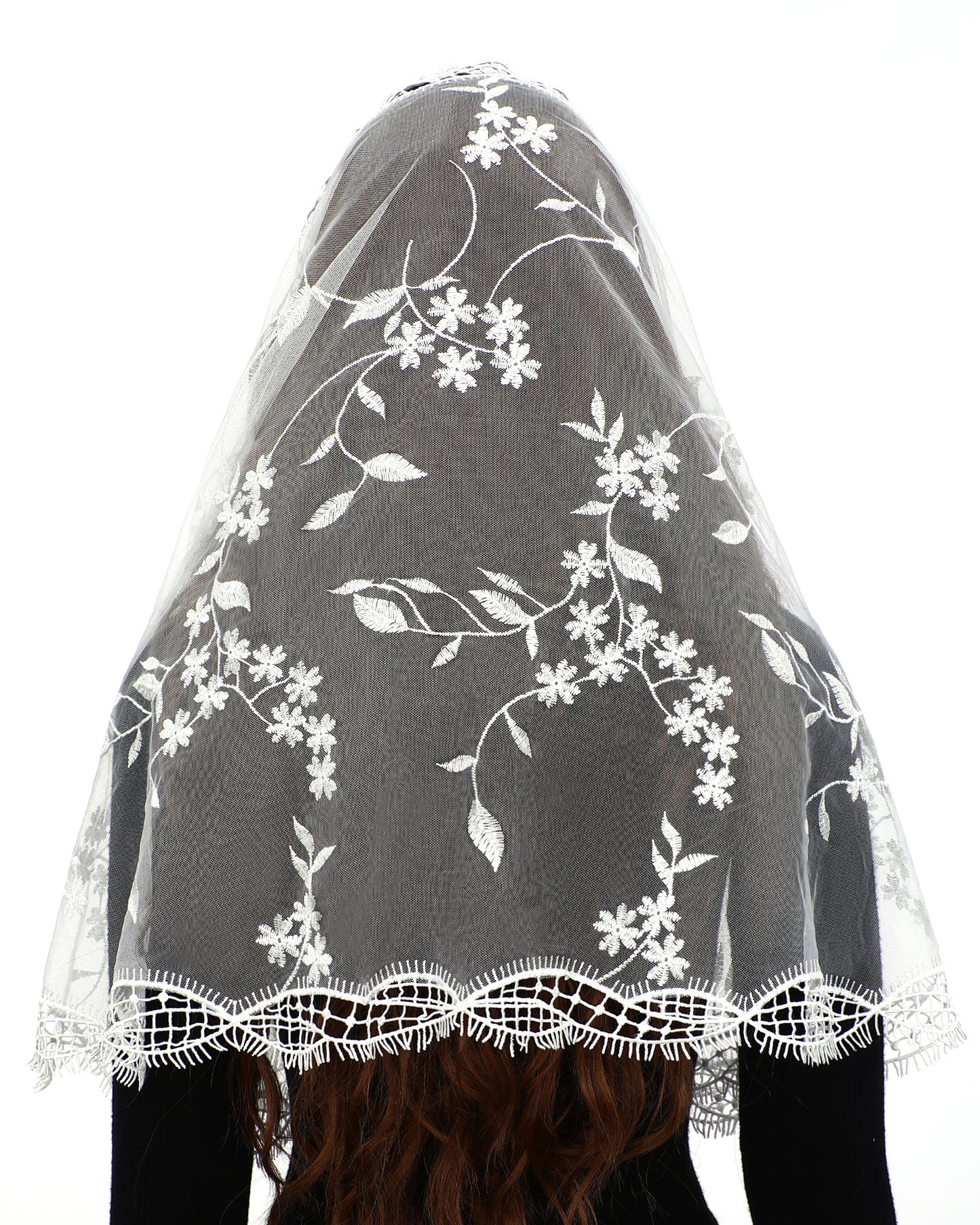 Bozidol Catholic Mantilla Chapel Lace Veil Church Spanish Mass Head Covering for Funeral Mourning (Black)