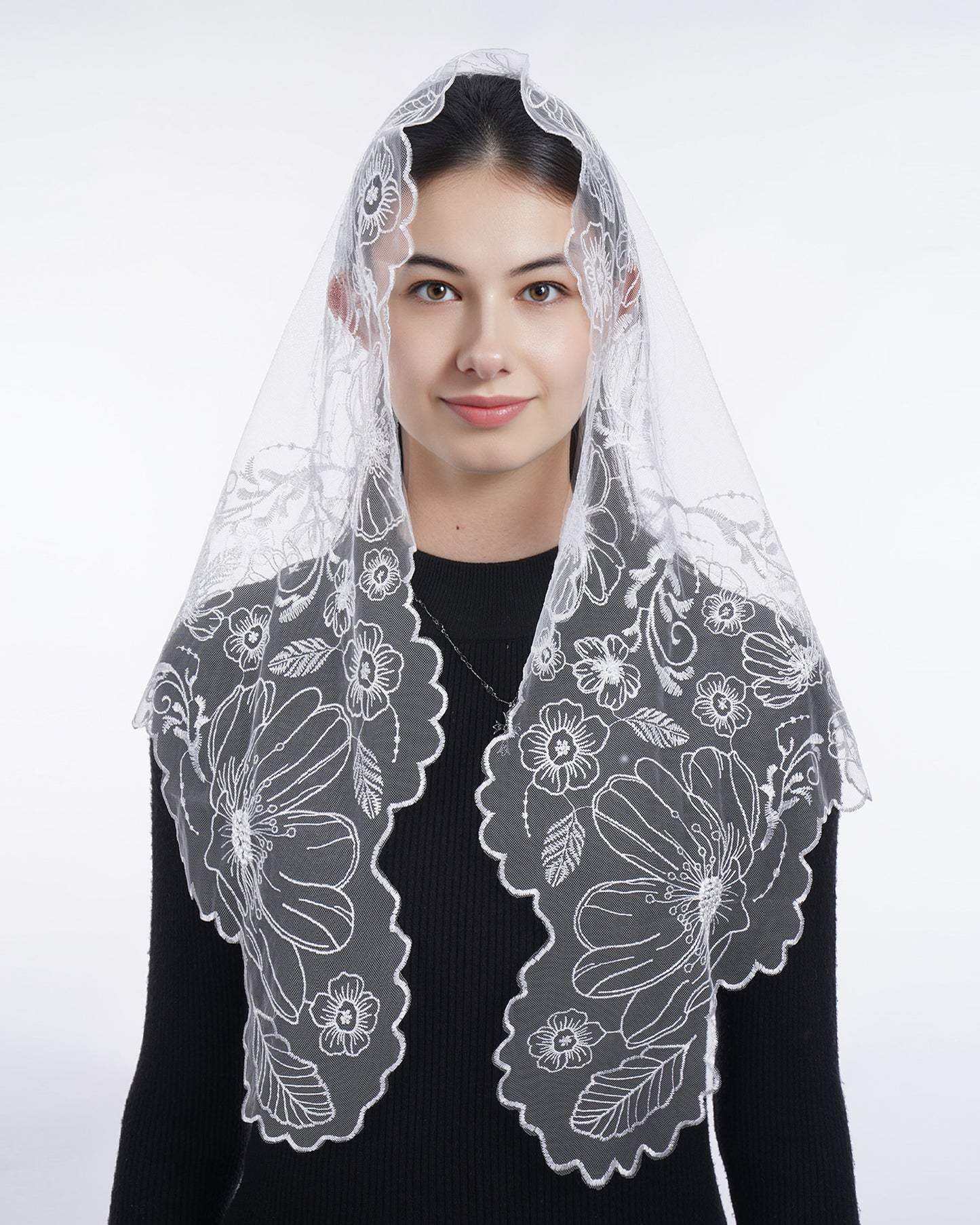 Bozidol Veils for Church Catholic, Triangle Virgin Mary Lace Mantilla Chapel Veil, Latin Mass Prayer Head Coverings for Women