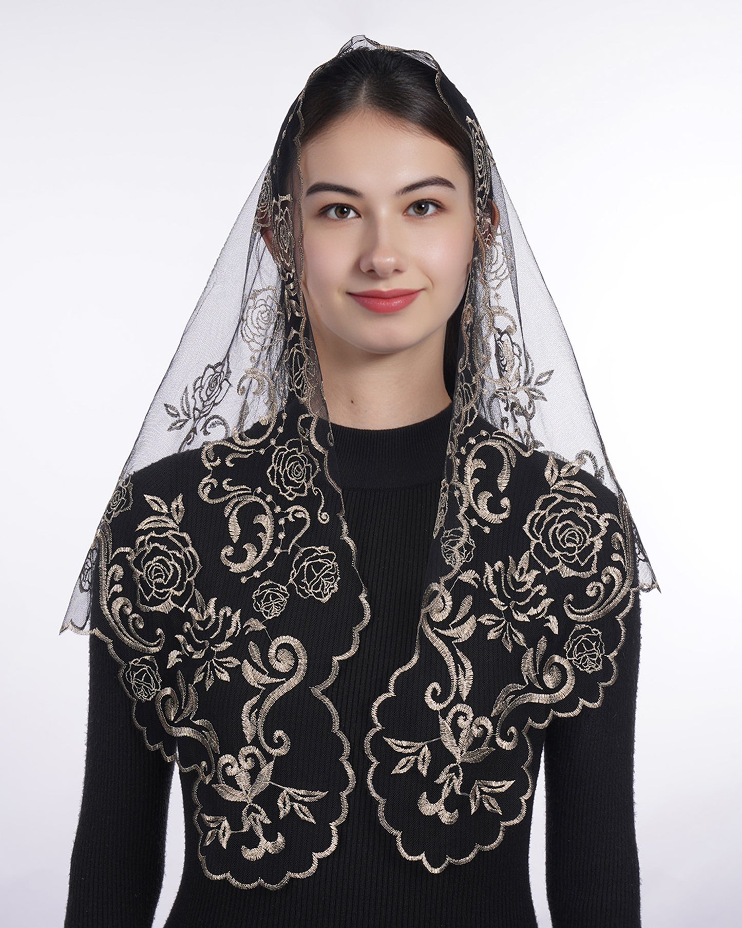 Bozidol Church Catholic Veils for Women, Our Lady of Guadalupe Lace Mantilla Chapel Veil, Latin Mass Head Coverings with Clip