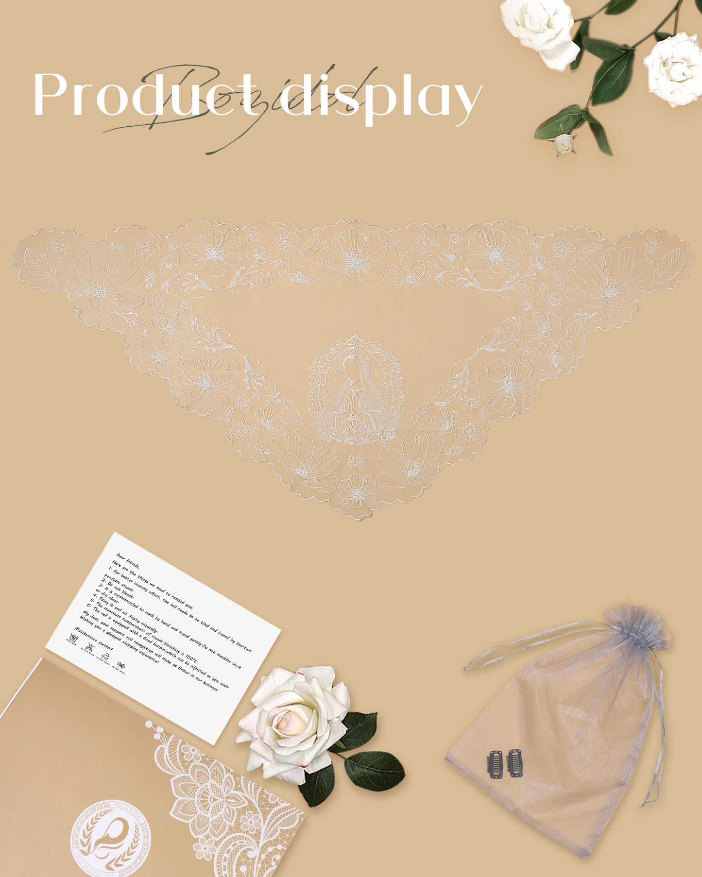 Bozidol Veils for Church Catholic, Triangle Virgin Mary Lace Mantilla Chapel Veil, Latin Mass Prayer Head Coverings for Women