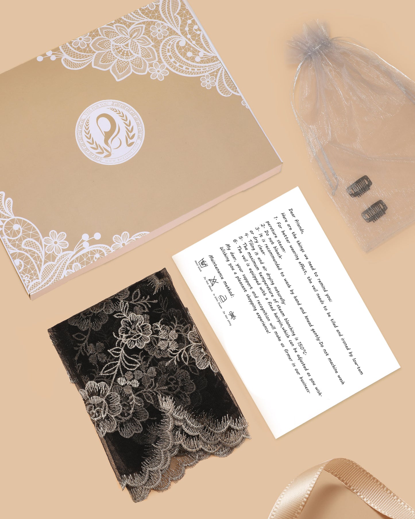 Bozidol Triangular Camellia Sacred Heart Veil - Church Wedding Embroidered Camellia Sacred Heart Wavy Short Veil Scarf