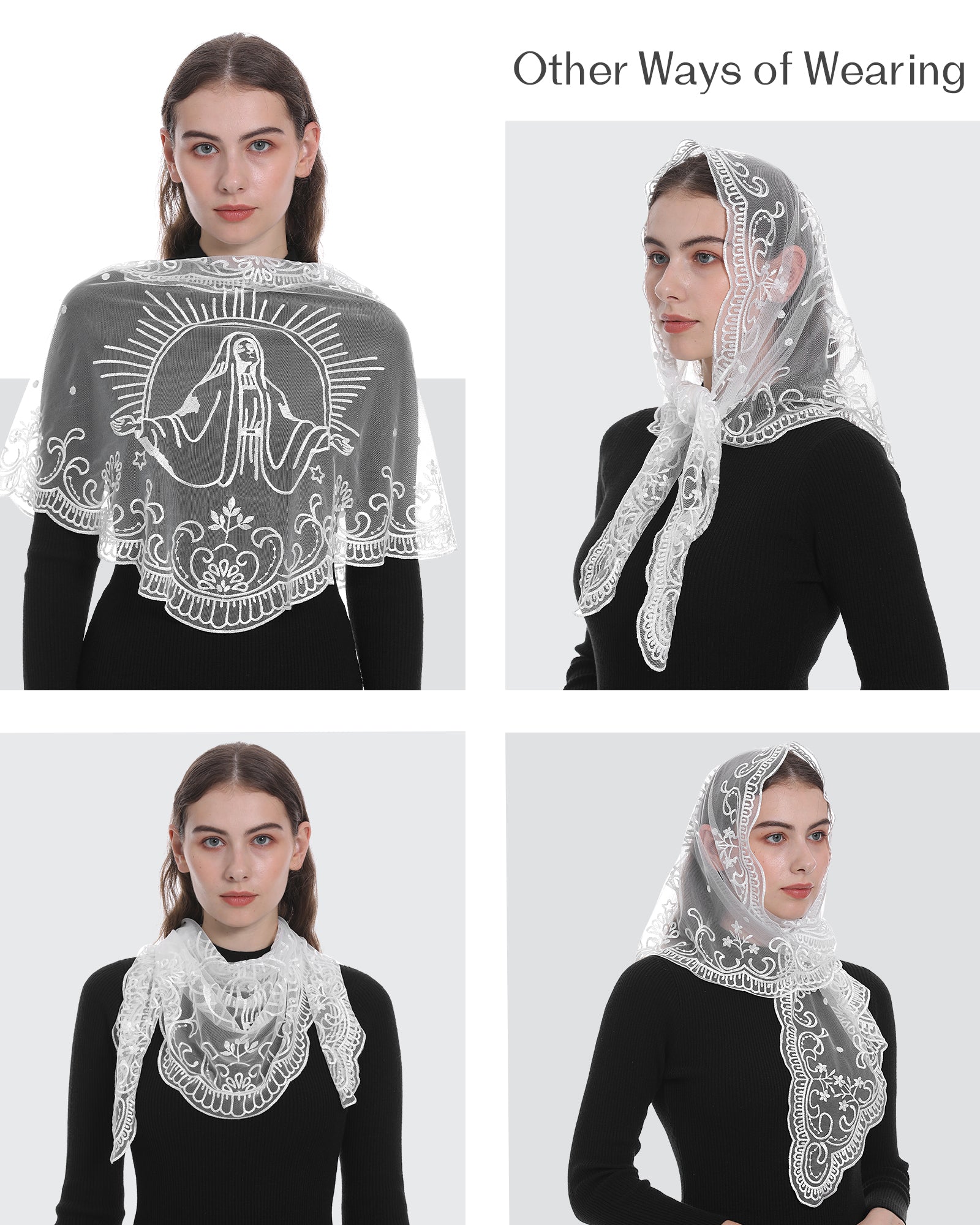 BEAUTELICATE Velo Di Pizzo Chiesa Velo Da Sposa Mantilla Velo Cattolica - Foto 6