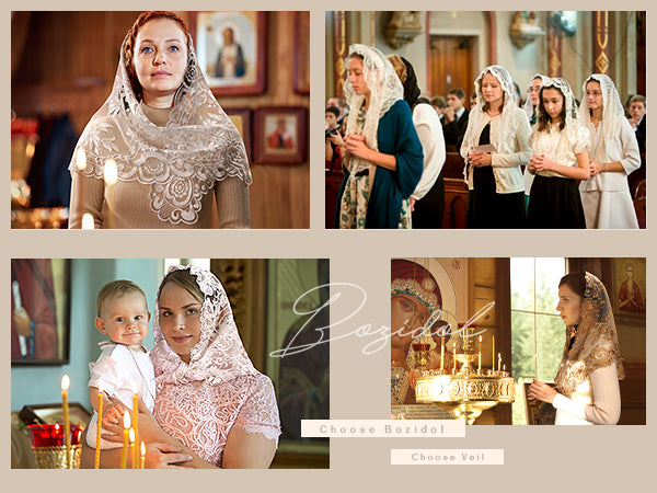 Bozidol Spanish Style Catholic Mass Mantillas Veil for Prayer Floral Orthodox Head Coverings Shawl Chapel Veils